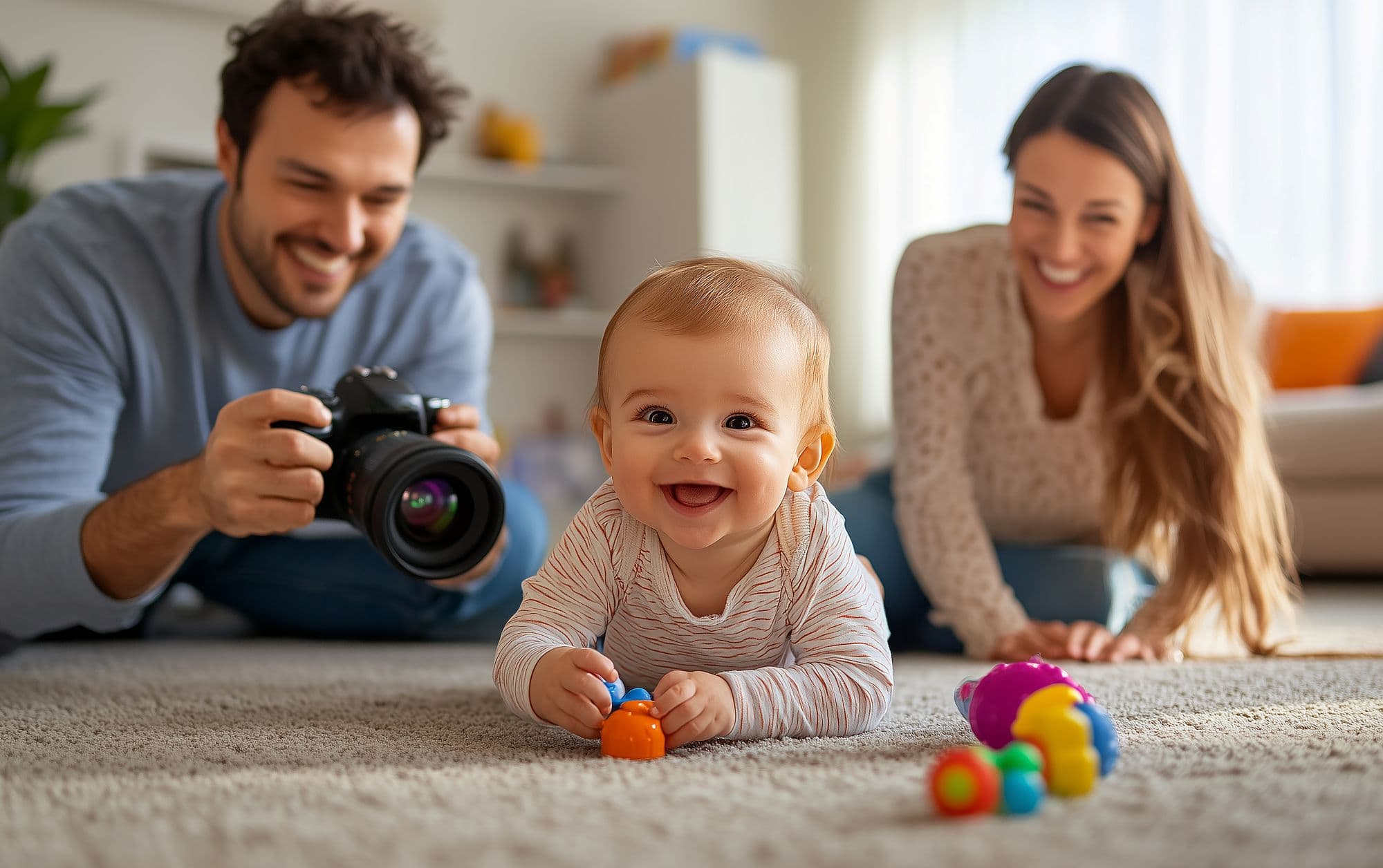 Baby and family moment