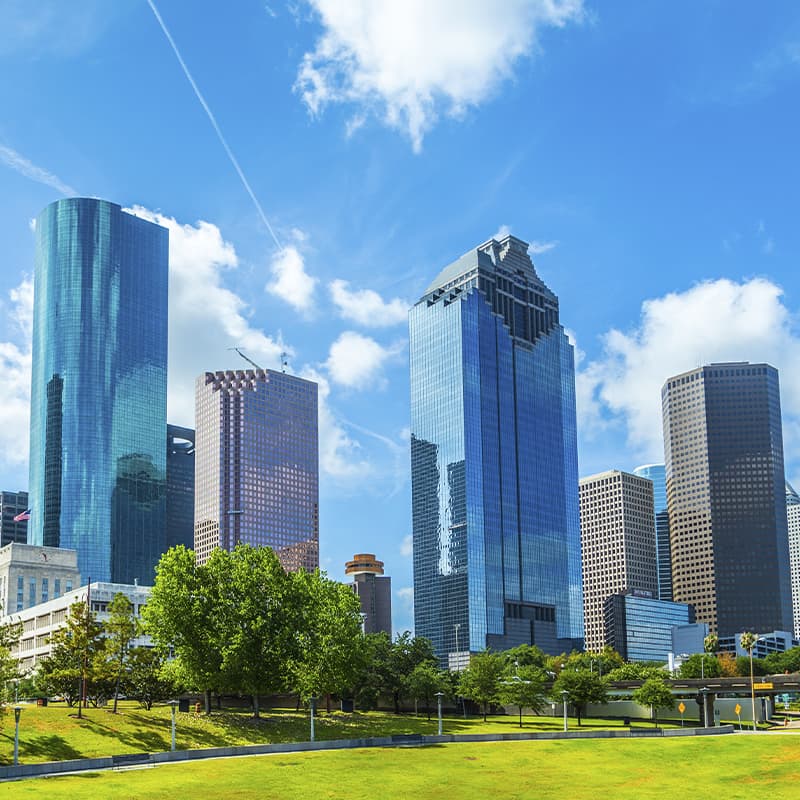 Houston skyline and medical district